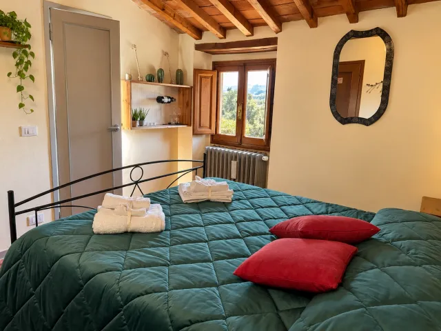 Enjoy room: double bed and exposed wood and antique terracotta ceiling