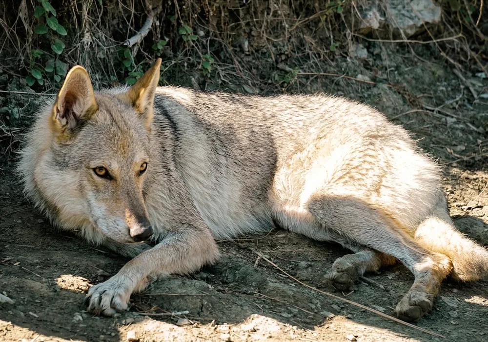 Czechoslovakian Wolfdog in the woods